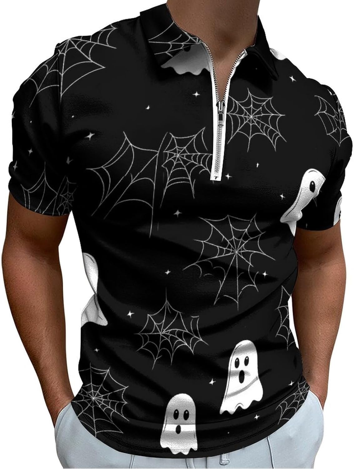 Cute Halloween Polo Shirts for Men Dress Shirts Short Sleeve Golf Shirt Casual T-Shirts Top