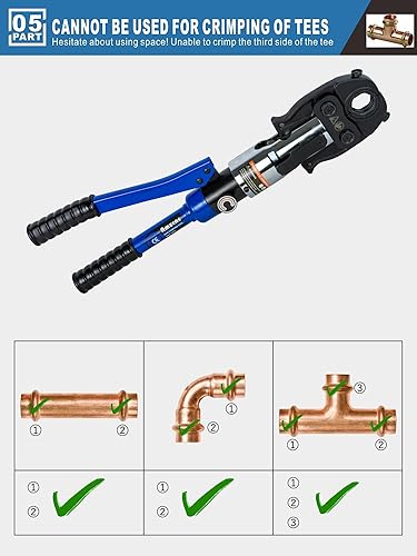 Miniatura 5 de AMZCNC Herramienta de prensado de tubos de cobre con mordaza de 12 pulgada, 34 pulgadas y 1 pulgada de mandíbula de cobre prensado alicates, traje