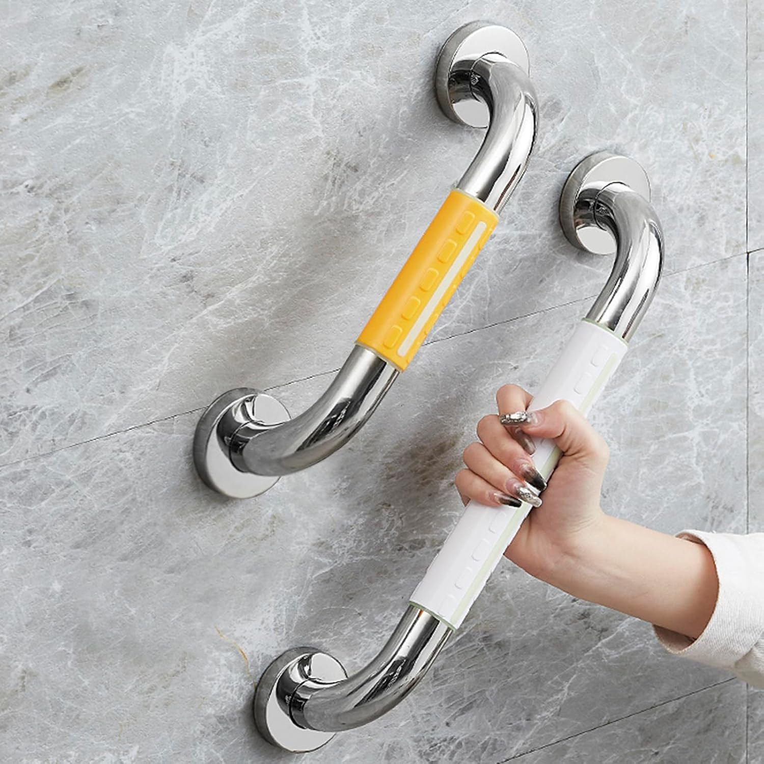 Shower Grab Bar, Handicap Grab Bars, Anti-Slip Stainless Steel Bathroom Grab Handle Handrails Safety Grab Bars Grips for Bathtub & Shower Aids for Disabled, Elderly, Pregnant Women (2 * Yellow)