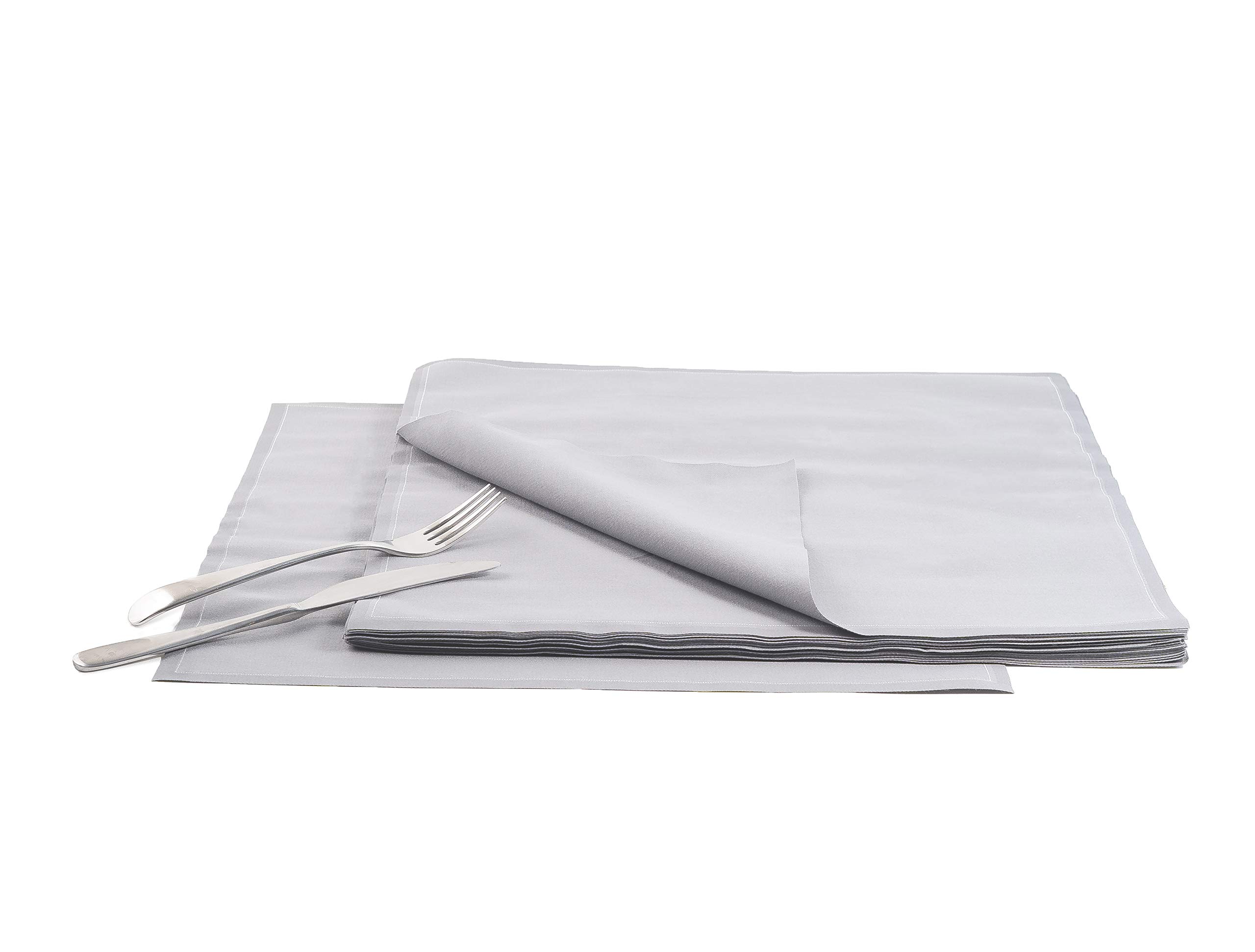 Signature Napkins CO32-301/DW200 100% Cotton Dinner Napkins, 25-Pack, Grey