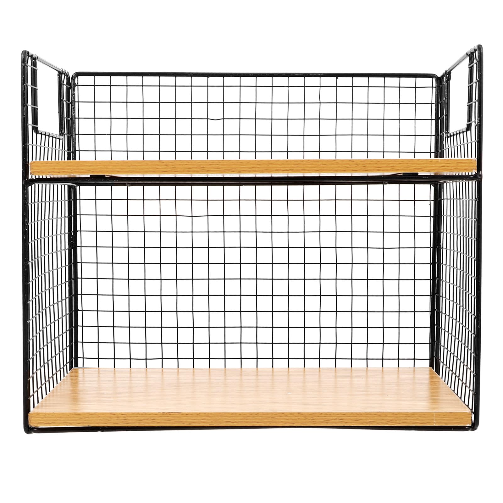 Artibetter 2-lagiges Küchenregal aus Metall und Holz Stylisches Aufbewahrungsregal mit Becherhalter und Gewürzorganizer für Arbeitsplatte Am Esstisch oder Schreibtisch