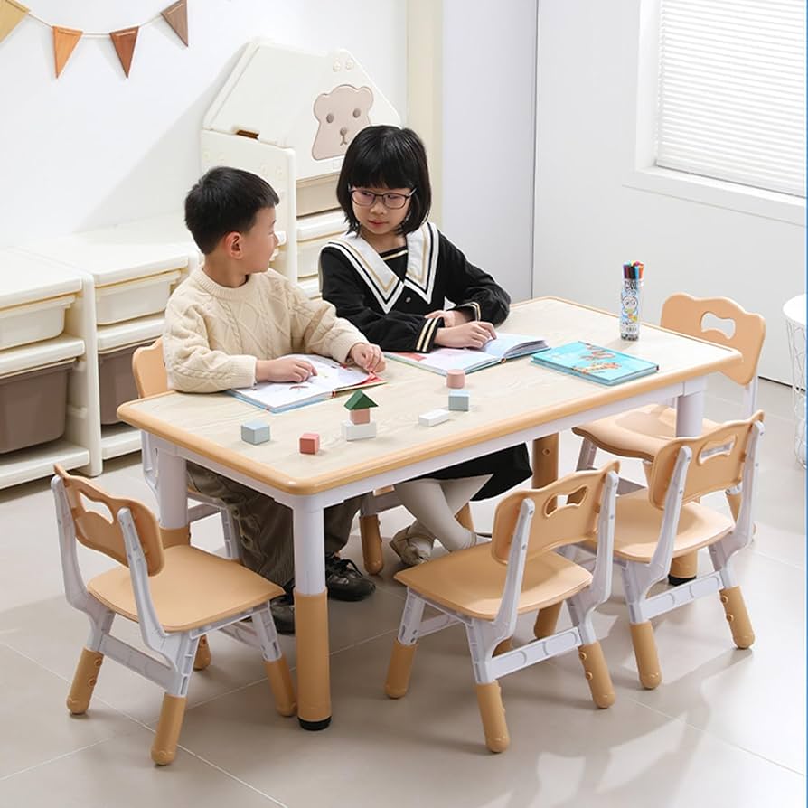 子ども用　デザインテーブル Amazon.co.jp: キッズアートテーブルと椅子セット、4席高さ調節