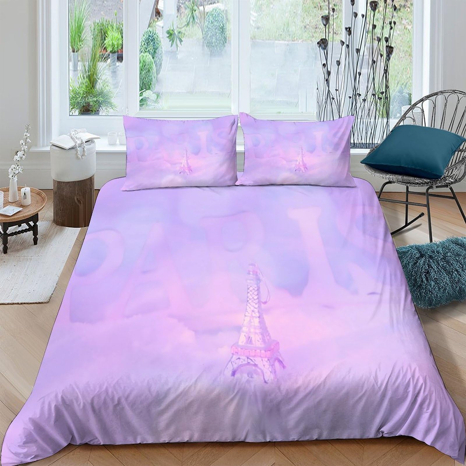 Ctjqhvkz Style-3 3D Printed Dreamy Purple Sky Fitted Sheet Microfiber Soft Gradient Clouds Bed Sheet For Bedroom Guest Room Mattress Decor Single（135X200cm）