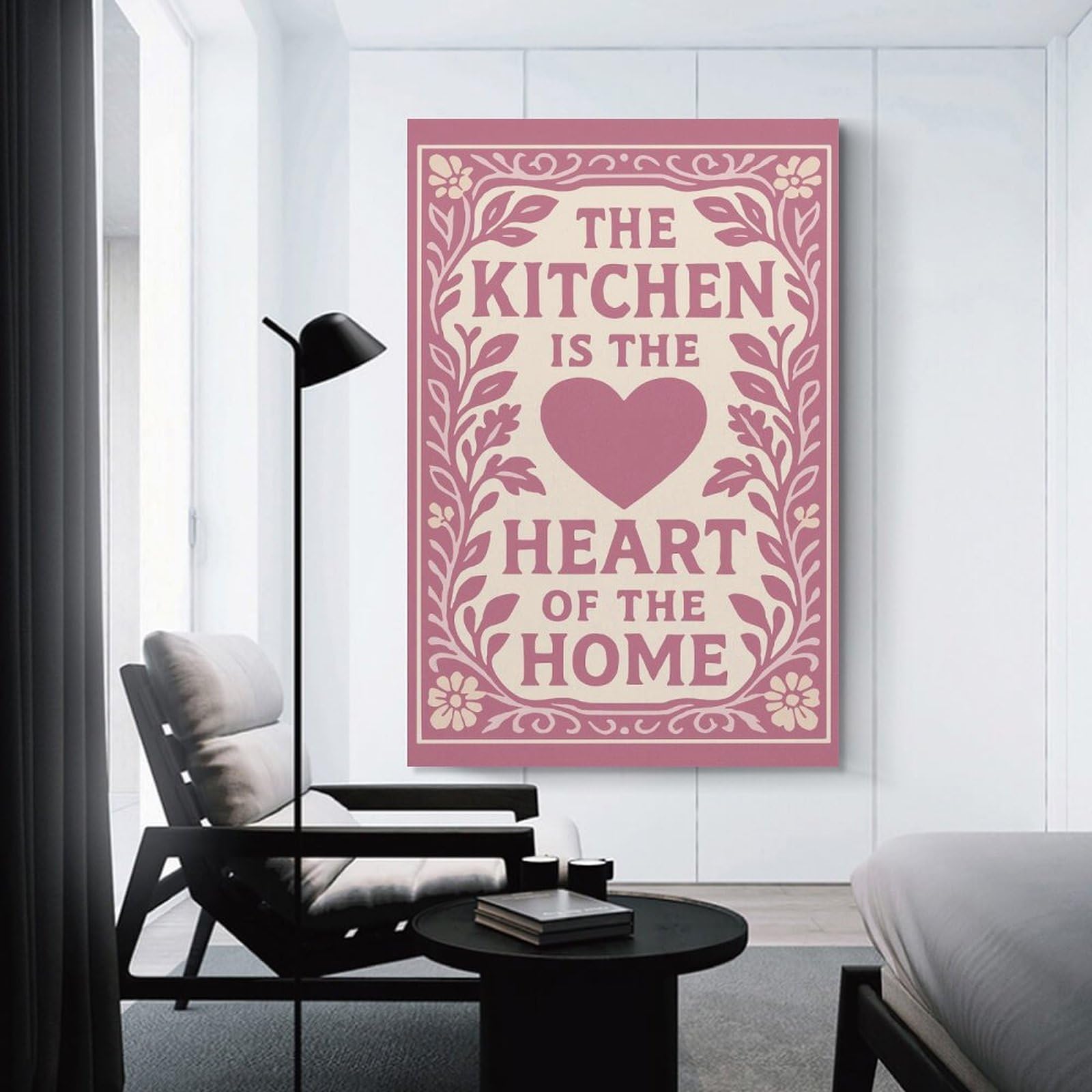 Junmoney Canvas Wall Decor The Kitchen Is The Heart, 16x24inch(40x60cm), for Gallery Wall Layouts in Home Or Office, Home Wall Art for Statement Displays
