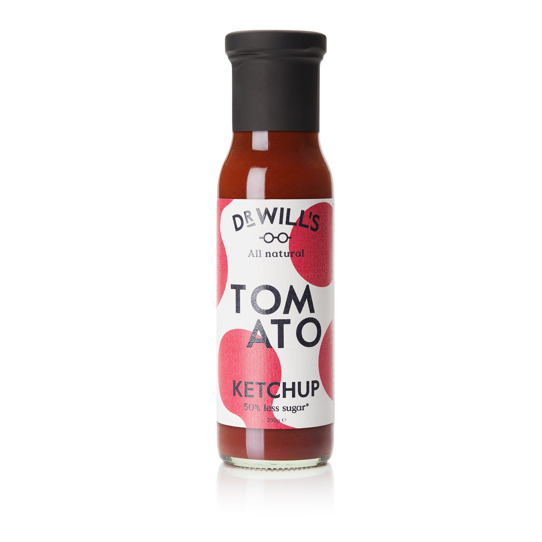 Dr Will's Ketchup do pomidorów 250 g (3 sztuki) – całkowicie naturalny, przyjazny dla wegan, wykonany z prawdziwych pomidorów – bez sztucznych dodatków, konserwantów lub rafinowanych cukrów, bez nabiału i glutenu