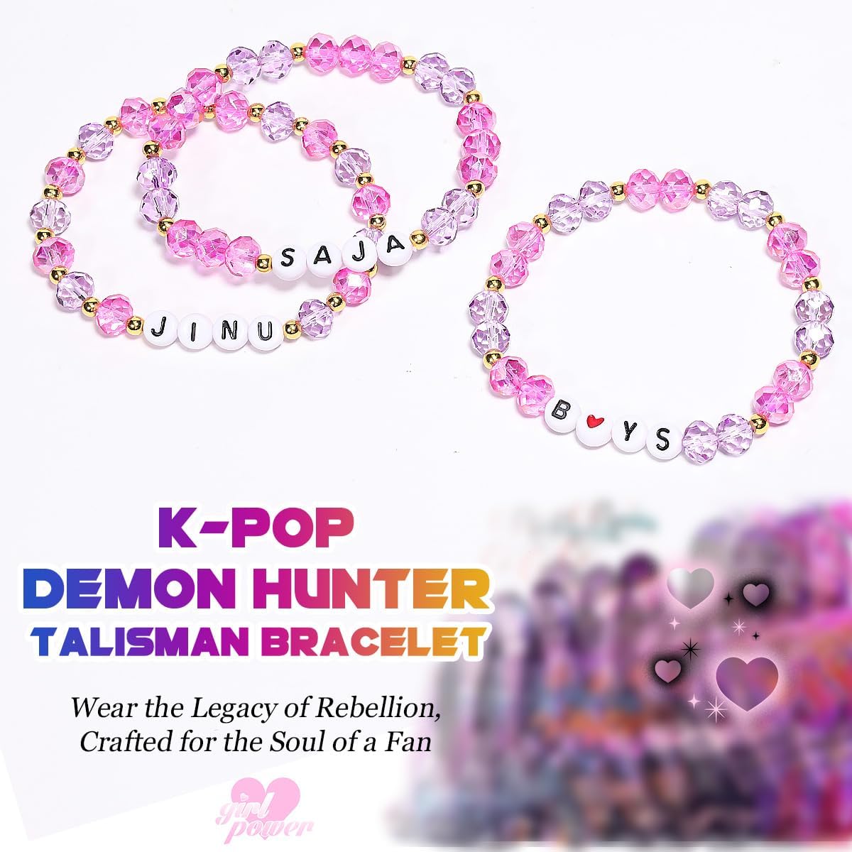 AICase for Korea-Pop Merch Cosplay Inspired Crystal Bracelets Saja Costume Outfit 3 Pcs Stackable Stretch Friendship Beaded Bracelets Merchandise Jewelry Gifts for Fans Christmas Stocking Stuffers - Image 3