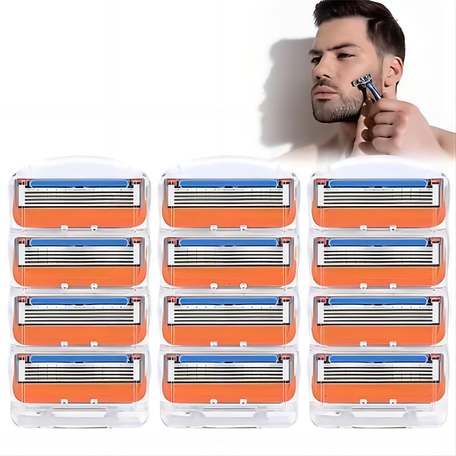Sponsored Ad – 12pcs Precision Cut Razor Blade Refills, Compatible with Fusion 5, Stainless Steel Blades, Orange, Smooth Shaving, Long-Lasting Sharpness, Ideal for Long Hair and Tough Spots, Effortless Rinsing