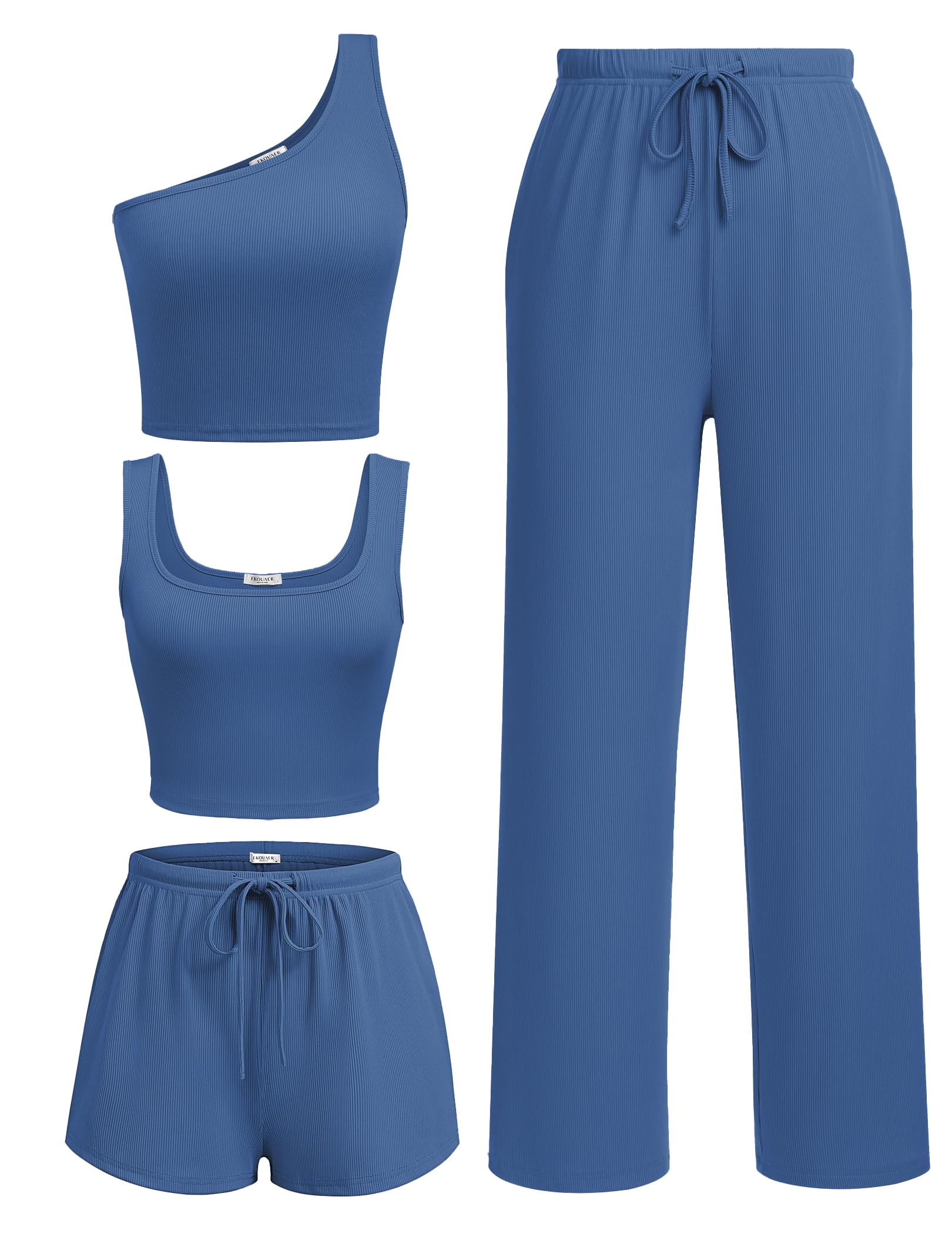 Ekouaer 4 Piece Sets for Women Casual Lounge Sets Summer Vacation Outfits