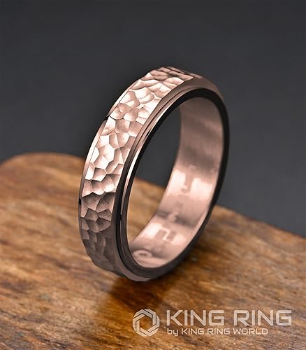 Miniatura 2 de King Ring 6mm Hammered Spinner Ring  Fidget Ring for Stress Relief, Stainless Steel Ring for Men & Women  Designed in USA
