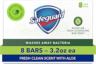 Micellar Deep Cleansing Bath Bar Soap, Washes Away 99 Percent of Bacteria, Leaves Skin Soft, Fresh Clean Scent with Aloe, 3.2 oz (8 Count)
