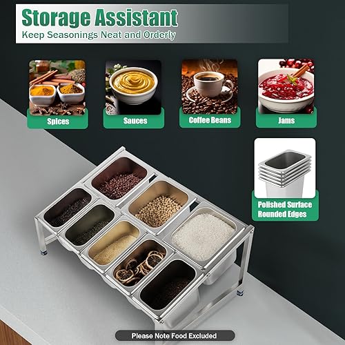 Miniatura 3 de Estante de especias expandible de 2 niveles, estante organizador de acero inoxidable con tapas de sartenes, cucharones, soporte de encimera