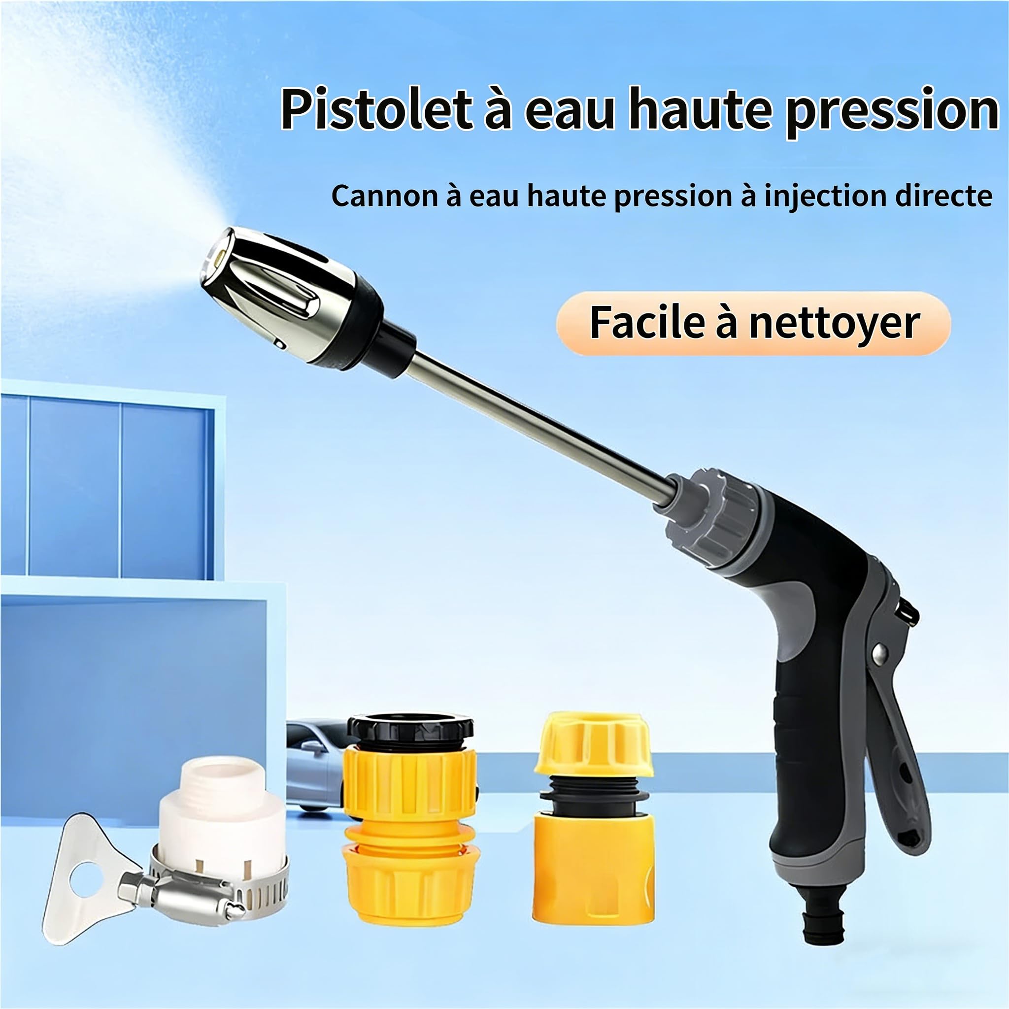 2026 Nouveau Jet Haute Pression pour Tuyau D'Arrosage, Buse Rotative 360°, 3 Modes De PulvéRisation, pour Jardin, Voiture (Noir)