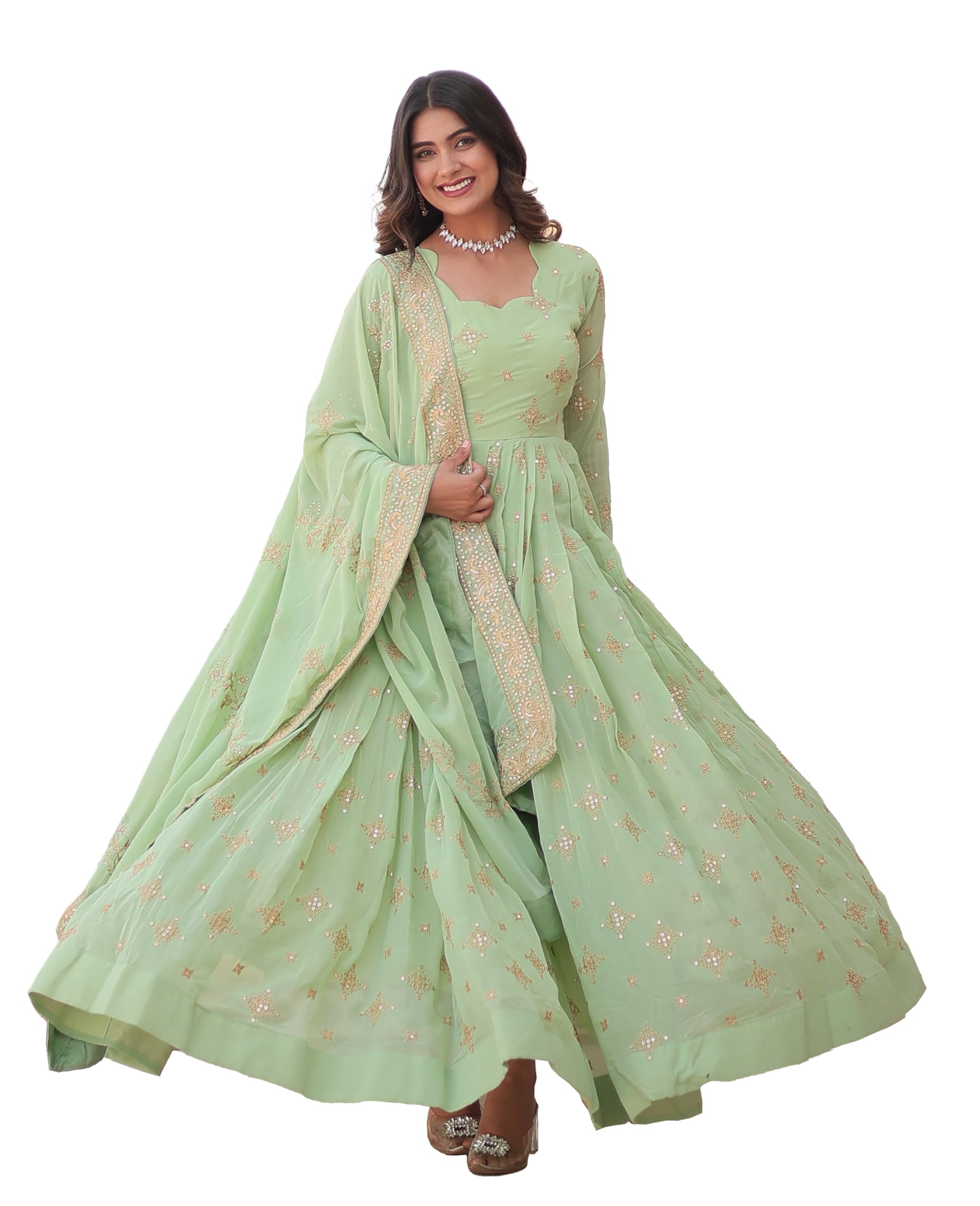 fashion basket Havy Georgette Embroidered Anarkali Dress for Women-picture-12