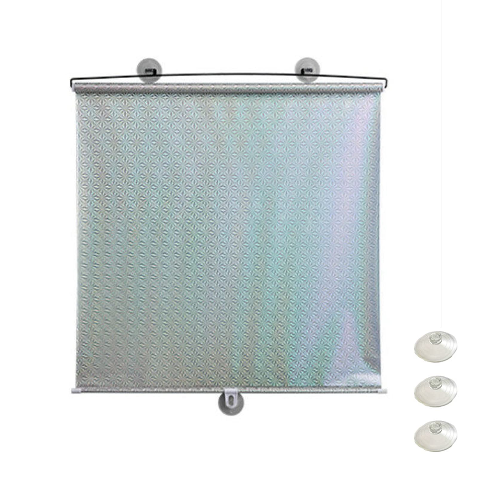 HAOMENGG Sun Protection Blackout Roller Blind,Sunshade Roller Blackout Curtains,Free-Perforated Curtain,for Kitchen Office,No Drilling Required,Roller Blackout Curtains (W68xL125cm/27x49in,Silver)