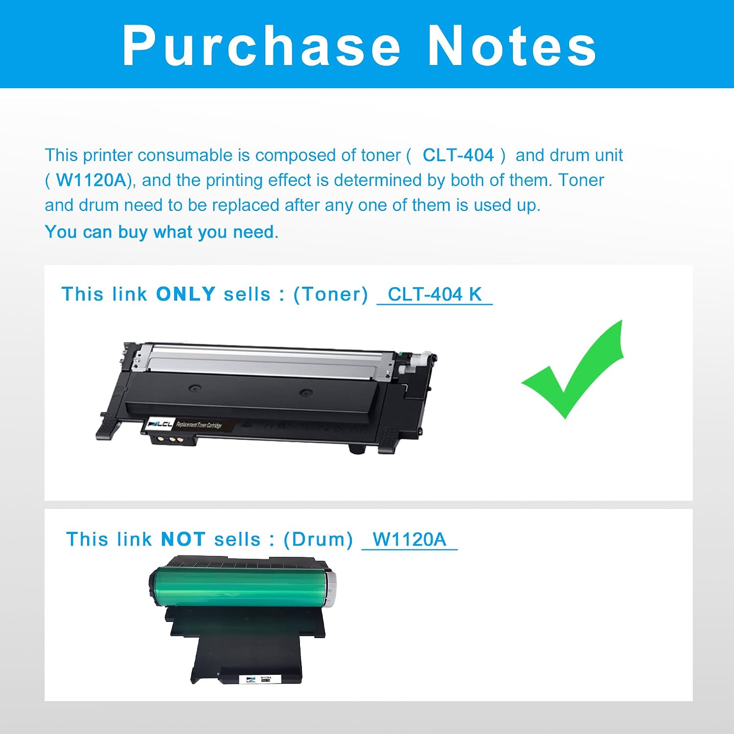 LCL Compatible Toner Cartridge Replacement for Samsung CLT-K404S CLT-404S K404S 404S SL-C430 SL-C430W SL-C480 SL-C480W SL-C480FN SL-C432 SL-C432W SL-C482FW SL-C480FW SC-C482 SL-C482W (1-Pack Black)