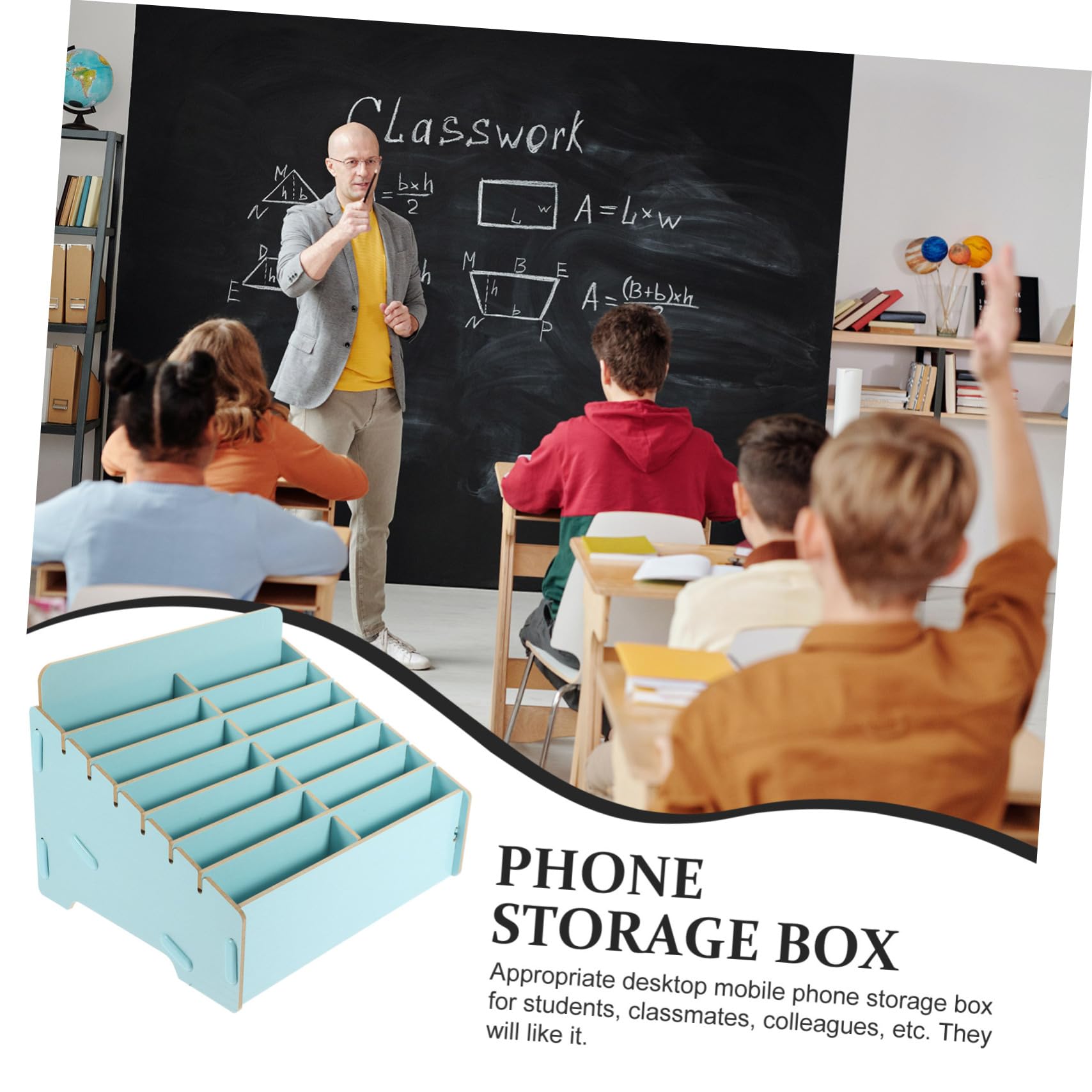DOITOOL Caja de Almacenamiento de Madera y Múltiples Compartimentos para Gran Capacidad Teléfono Celular para Sala de Estar Oficina
