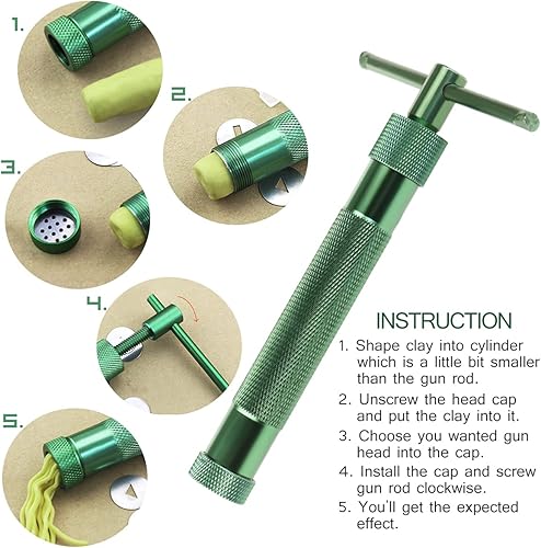 Miniatura 3 de Cabilock Extrusora de arcilla de aleación de arcilla Kit de herramientas de molde giratorio de arcilla polimérica para apretar, herramienta de