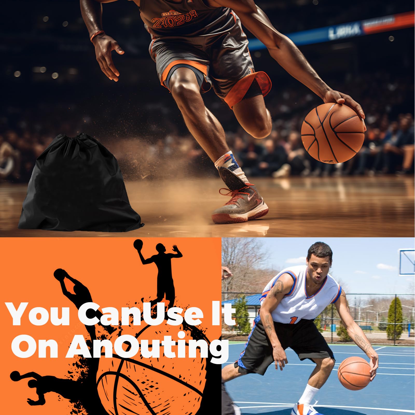 Sac à Dos de Basketball avec Poche Filet, Accessoires de Basketball, sac à dos, sac de basket-ball, poche filet avec mousqueton, poche filet pour le football, basket-ball