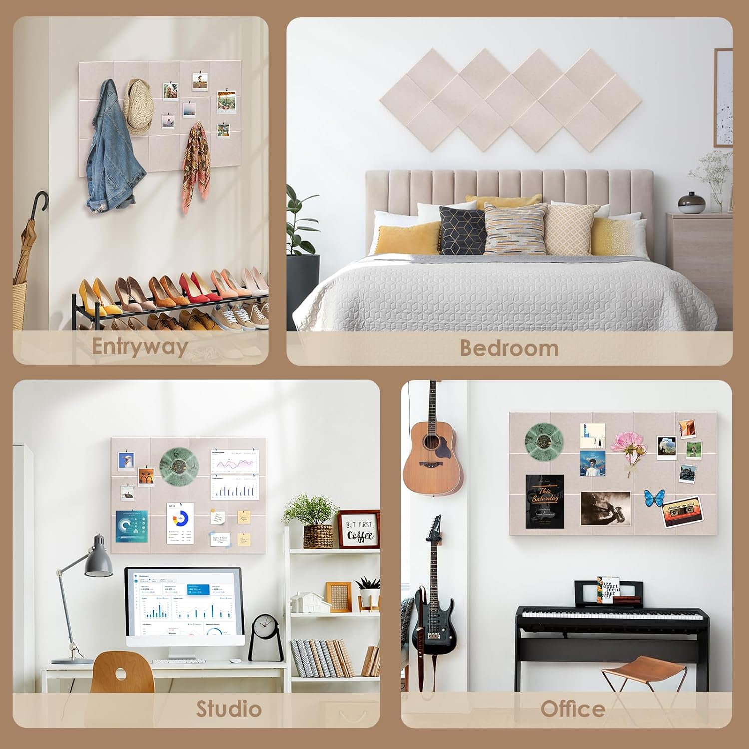 Large Bulletin Board 59" X 36" Cork Boards for Wall Alternative 15 Pack Oatmeal Non-Stripe Felt Bulletin Board 96 Safe Adhesive 35 Push Pins for Office School Home Room Decor