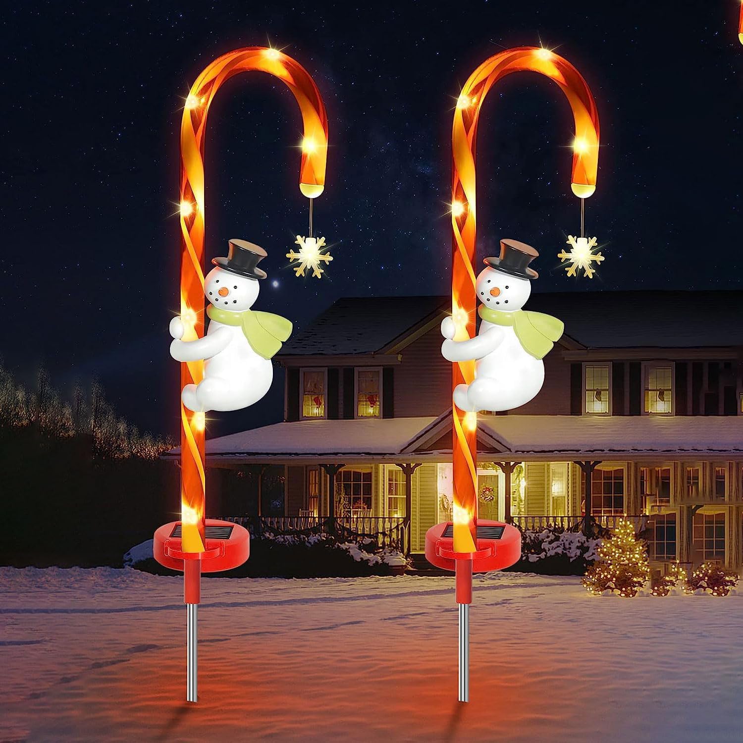withthesun Solar Christmas Candy Cane Lights Garden Decorations,Solar