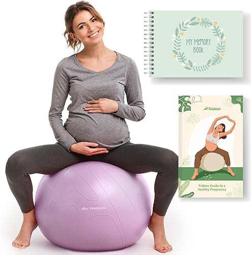 Trideer Bola de parto para embarazo, bola de yoga extra gruesa de 0.069 pulgadas para maternidad, parto, ejercicio, fisioterapia, recuperación, guía