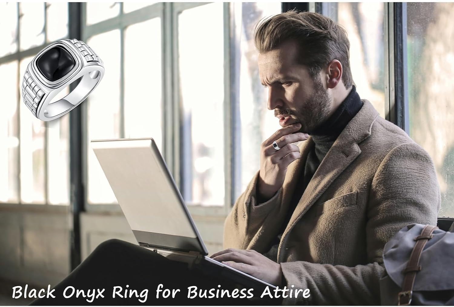 925 Sterling Silver Genuine Black Onyx Signet Ring for Men Statement Ring Gemstone Handmade Jewelry for Father Onyx Lover in Size - Image 7