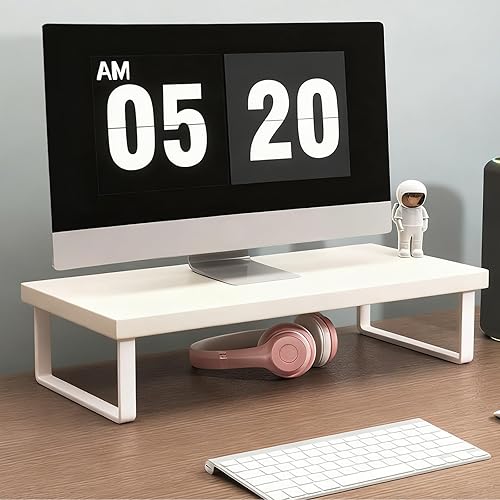 Soporte de madera estable para monitor de computadora para organizador de escritorio, estante elevador de computadora antideslizante para PC,