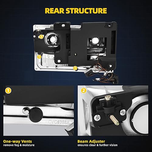 Miniatura 5 de DWVO - Conjunto de faros delanteros LED compatible con Chevy CK 1500, 2500, 3500SuburbanTahoeGMC Yukon 1990 1991 1992 1993 1994 1995 1996 1997 1998