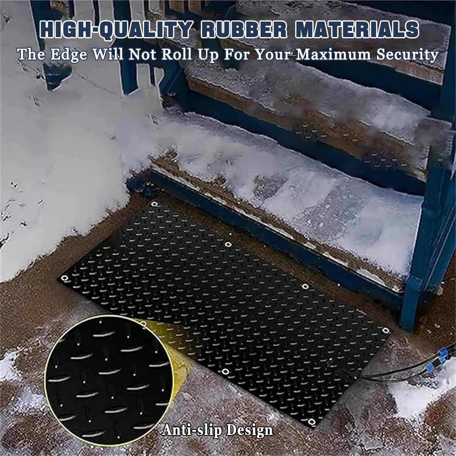 Tappetini Riscaldanti per Neve e Ghiaccio, Tappeto Riscaldante per Viali d'Accesso & Tappeto Sciogli-Neve, velocità 2 Pollici/h, Cavo da 6 Piedi 10x30in(25.4x76.2cm)-4pcs