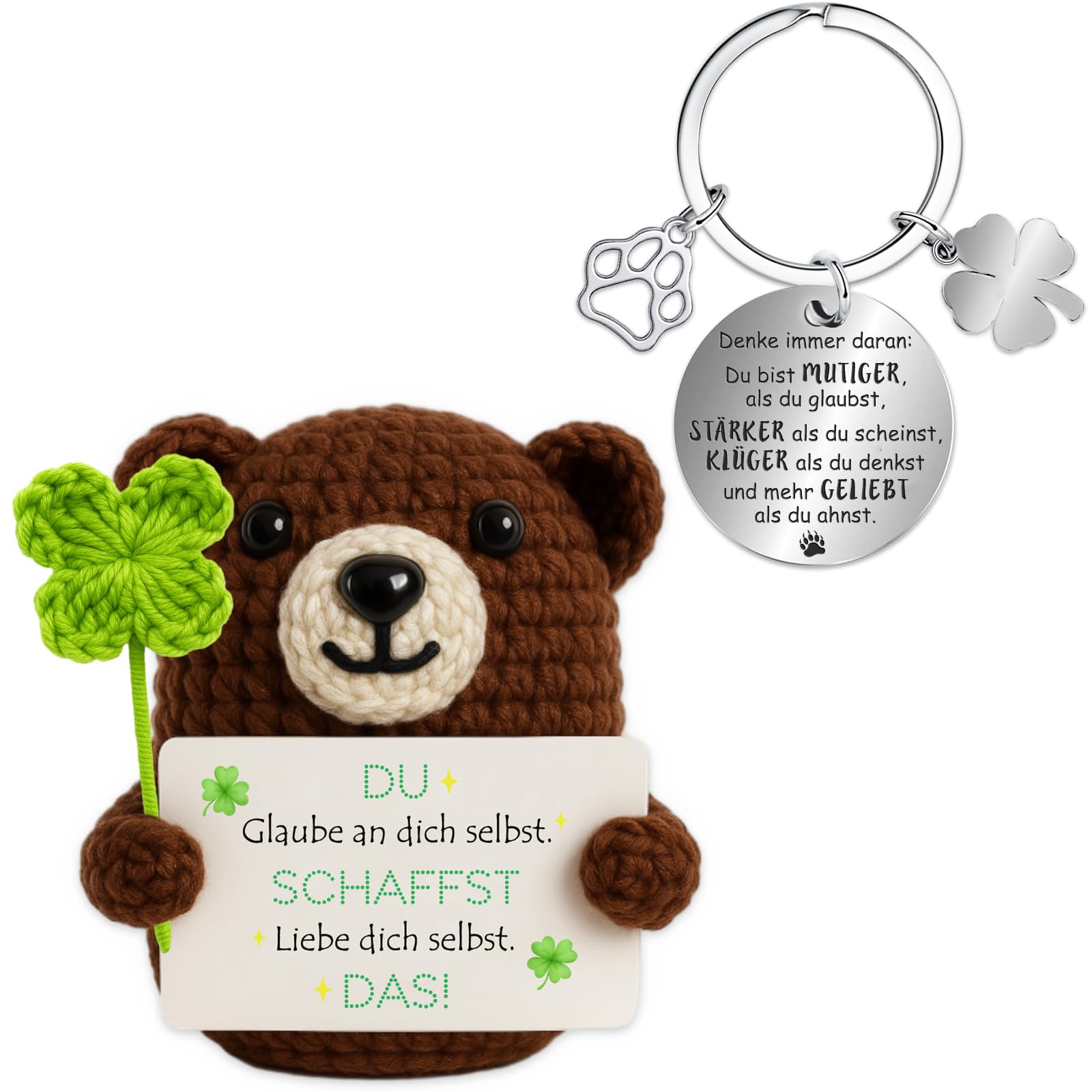 Farbeele Positive Figur und Glücksbringer-Schlüsselanhänger, Pocket Hug, MutmacherGeschenk, Gute Besserung Geschenk, Glücksbringer Prüfung Geschenk, Geburtstagsgeschenk