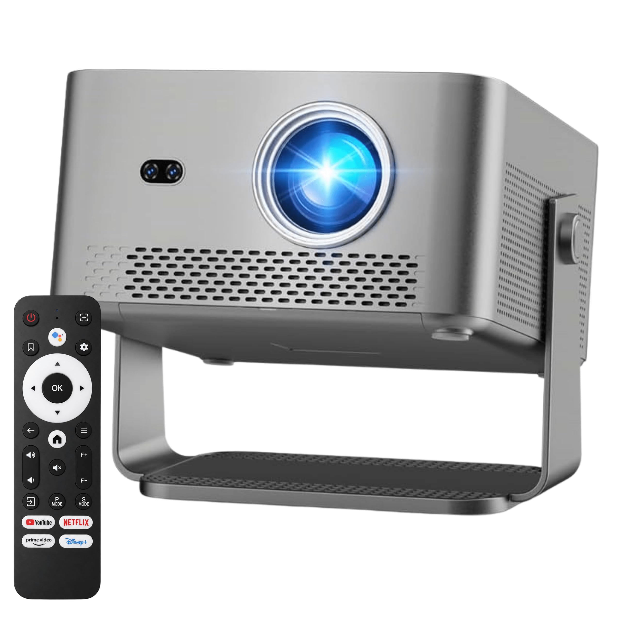 Reagle R-MOVIELUM-P70 Proiettore con Google TV Full HD 1080p 4K Upscaling 1100 ANSI LED 140 Pollici Wi-Fi 5 Bluetooth 5.1 Autofocus Keystone HDMI USB Girevole 180° Home Cinema