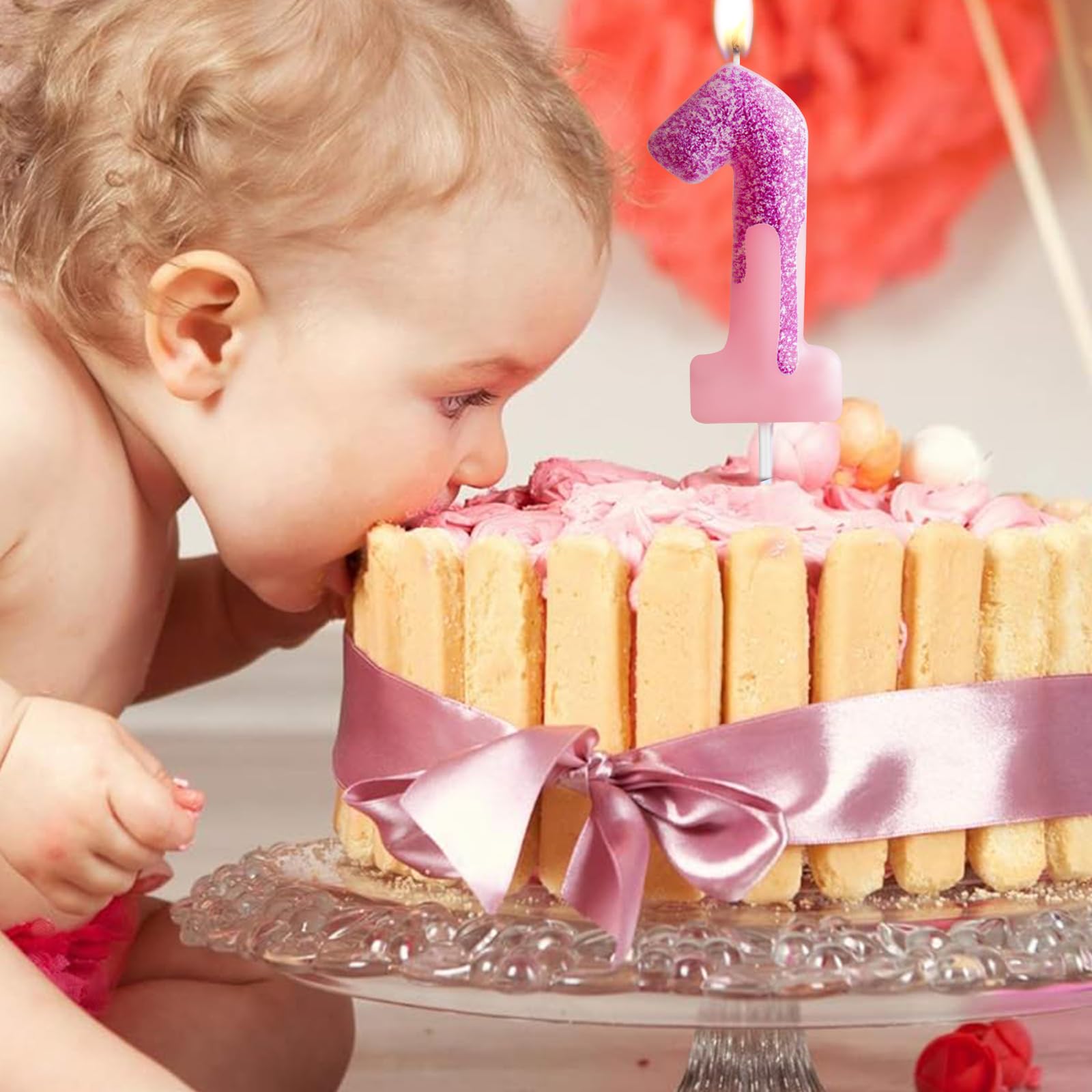 ピンクのミニキャンドルa-13-f Amazon.com: Zi Lan Pink 13th Birthday Candles Purple Pink Number
