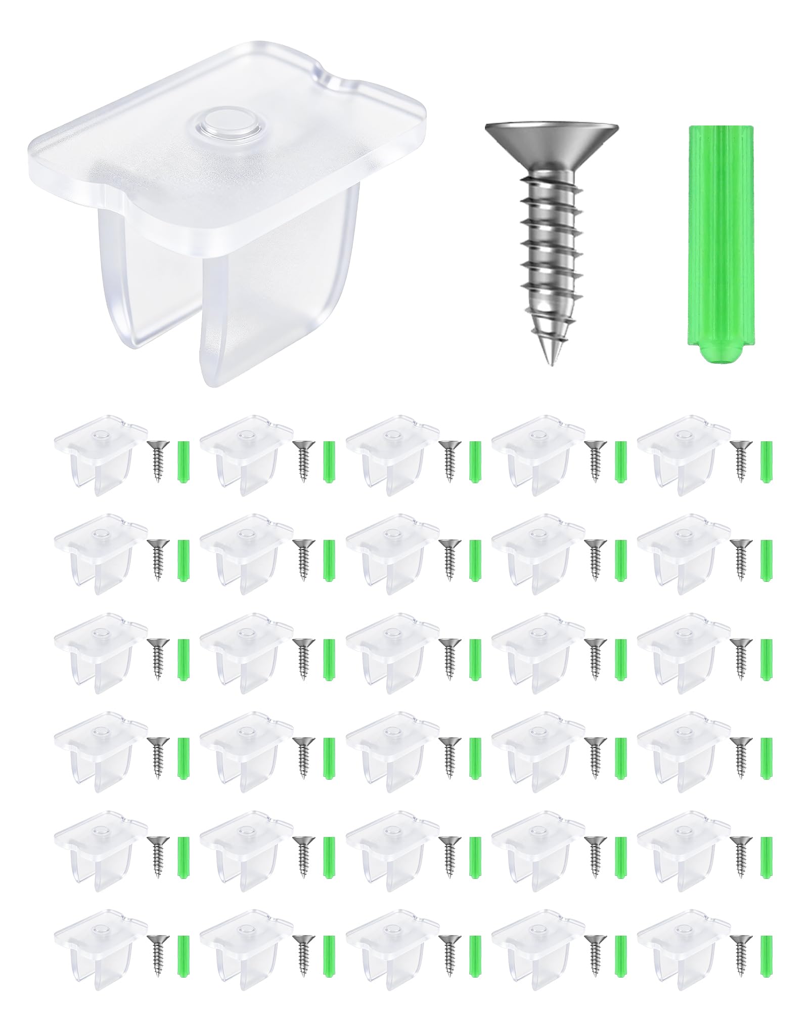 BRIMAX LED Neon Streifen Montageset - 30 Clips inkl. Schrauben und Dübeln, Komplettes Befestigungszubehör für 5-6mm LED Streifen, Einfache Installation