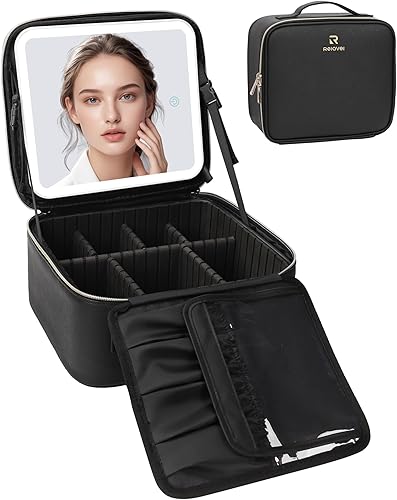 Bolsa organizadora de maquillaje, estuche de maquillaje de viaje Relave, bolsa de maquillaje de 2 capas, estuche grande para cosméticos portátil con
