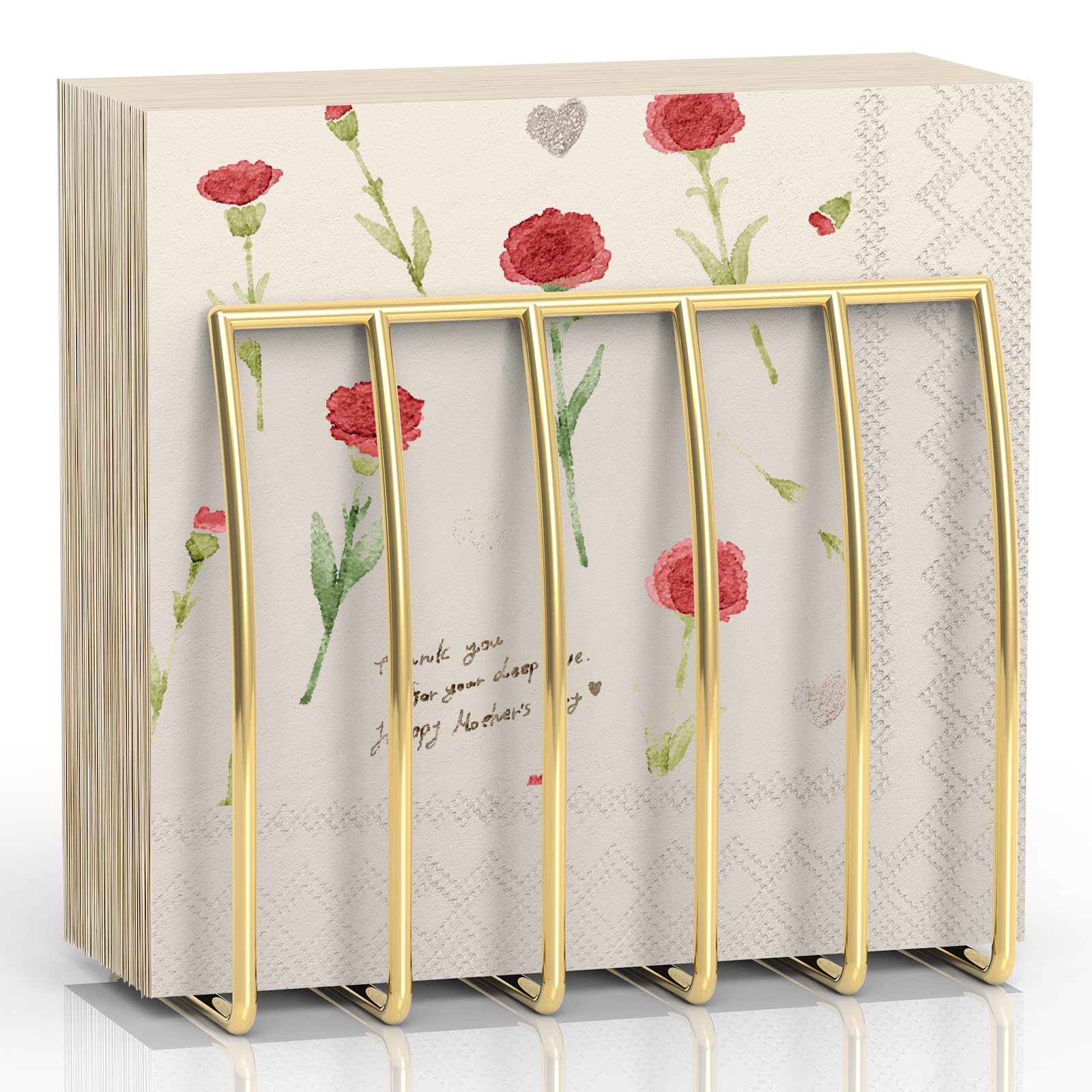 Servilletero de metal moderno dorado para servilletas de papel y cocina, comedor y encimeras, dispensador de servilletas vertical adecuado para todas las decoraciones de habitación (paquete de 1