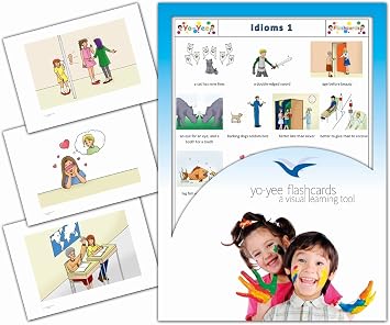 Idioms and Phrases Flash Cards - Set 1 - English Vocabulary Picture Cards for Toddlers, Kids, Children and Adults