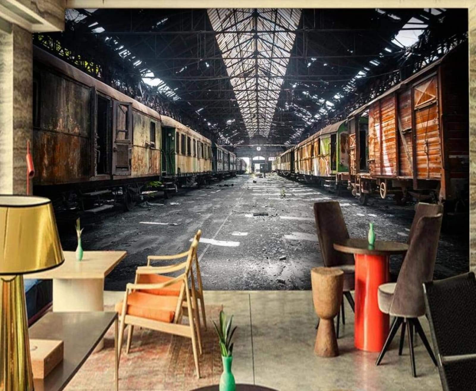 Carta Da Parati 3D Rovine Industriali Treni D'Epoca Carta Da Parati Camera Letto Moderna Fotomurali 3D Gigante Murale Decorazione