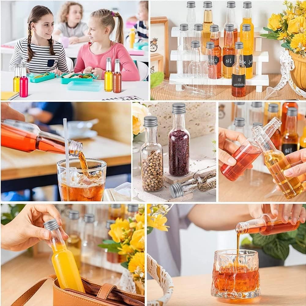 Botellas de Plástico para Rellenar 100 ml Reutilizables con Tapa para Bodas y Fiestas