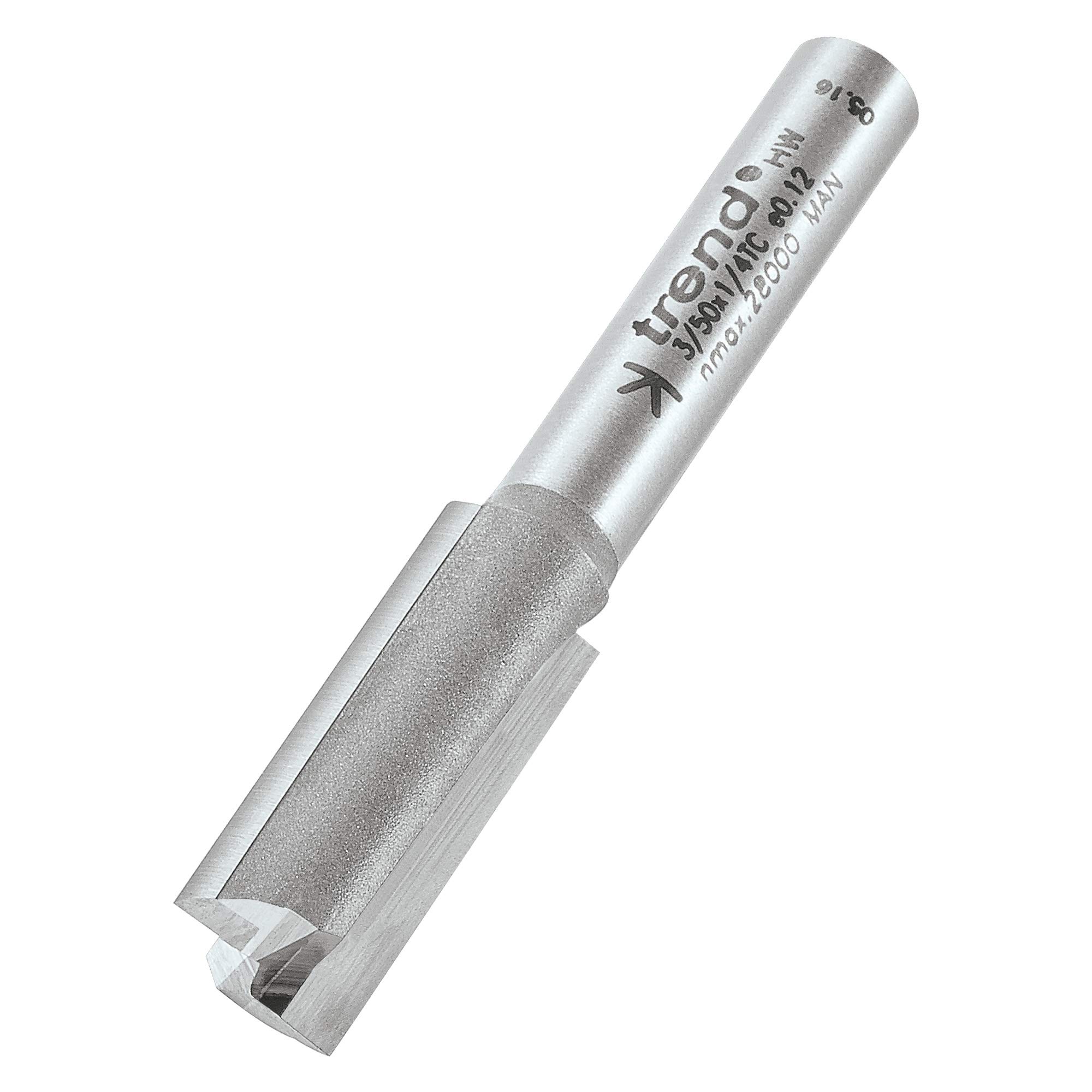 Trend Profesjonalny frez prosty dwupiórowy do frezarki górnowrzecionowej, trzpień 1/4 cala, średnica cięcia 9,5 mm, długość cięcia 25 mm, węglik spiekany (TCT), 3/50X1/4TC