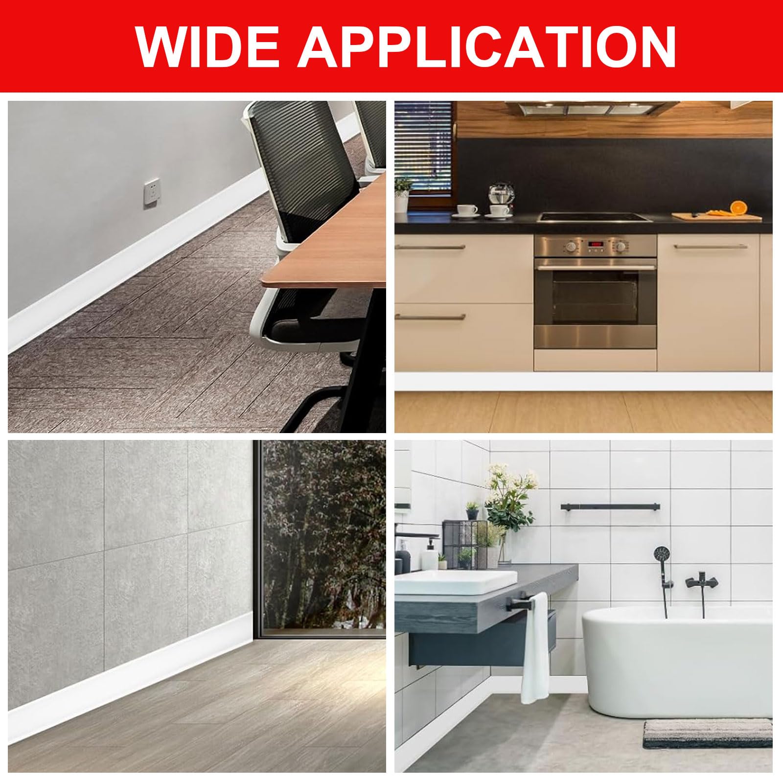 Zócalo blando autoadhesivo, de PVC, 10 cm x 10 m, zócalos autoadhesivos para cocina, zócalos decorativos flexibles para cocina, baño y salón