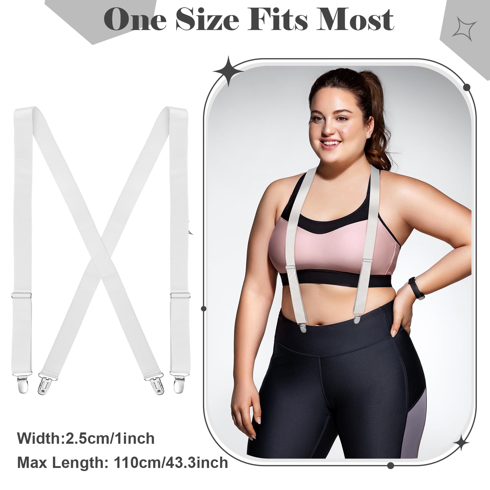 Hercicy 4 Pcs Women Suspenders Hidden for Women Pants Under Clothes Thin Suspenders Comfortable Lightweight Sturdy (Stylish,1-inch Wide)