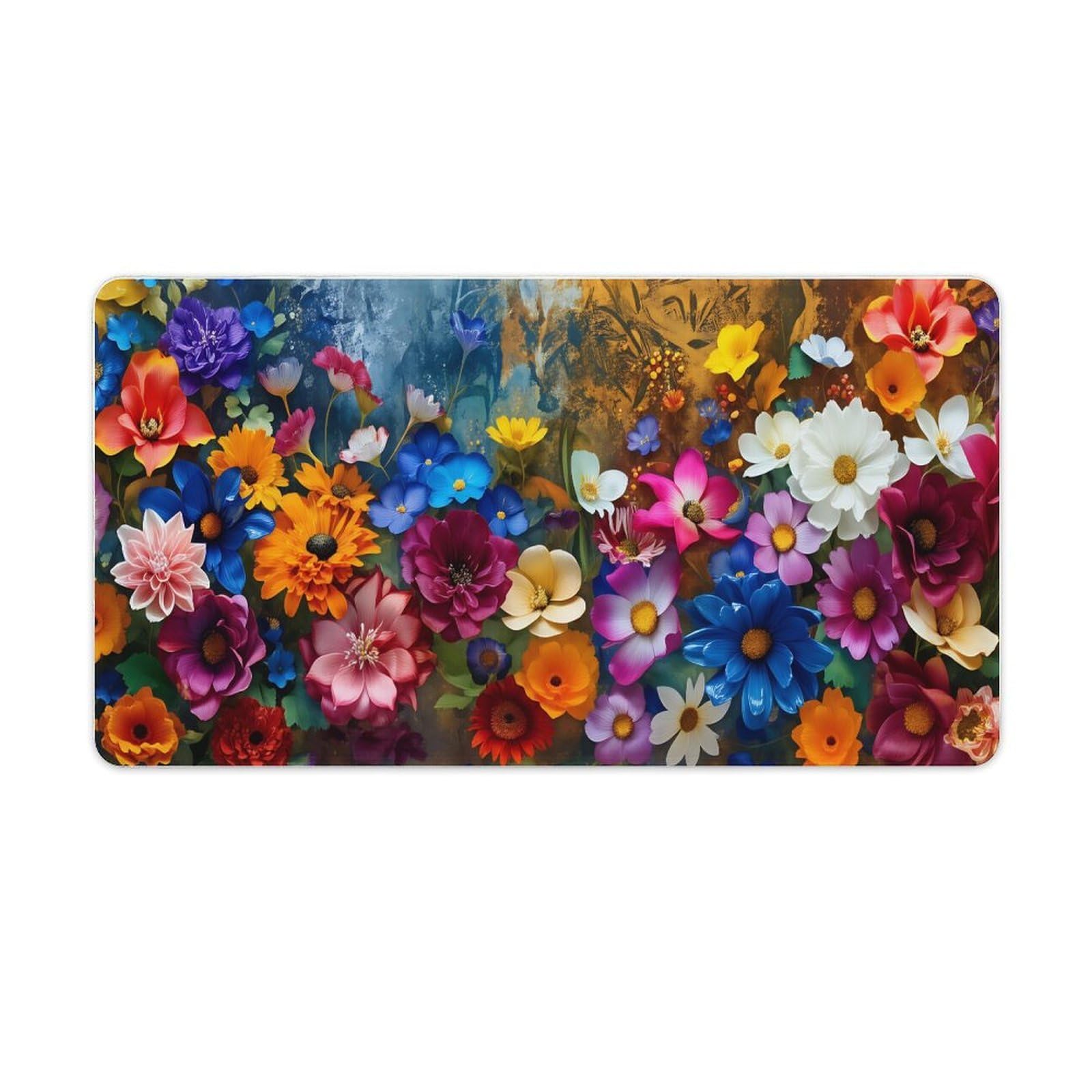 Floral Large Mouse Pad 16"×30" inch Extended Gaming Mousepad Desk Mat Long Computer Keyboard Non-Slip Base Stitched Edges for Home Office Work