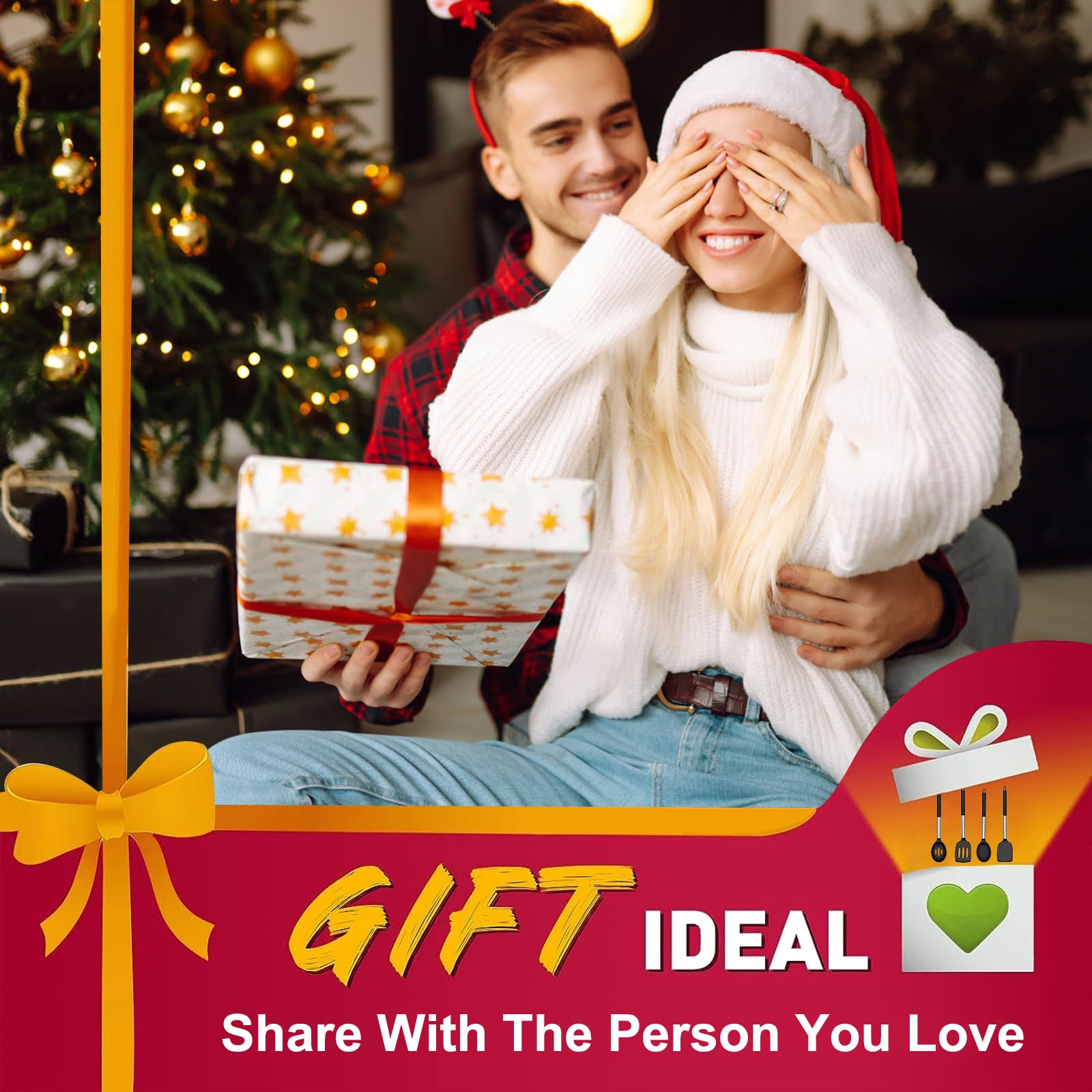 Yoehka Silicone Cooking Utensils Set for Nonstick Cookware, 4Pcs Heat Resistant Kitchen Silicone Spatula and Spoon Set with Stainless Steel Handle, Mixing, Flipping, Turning, Stirring, Black