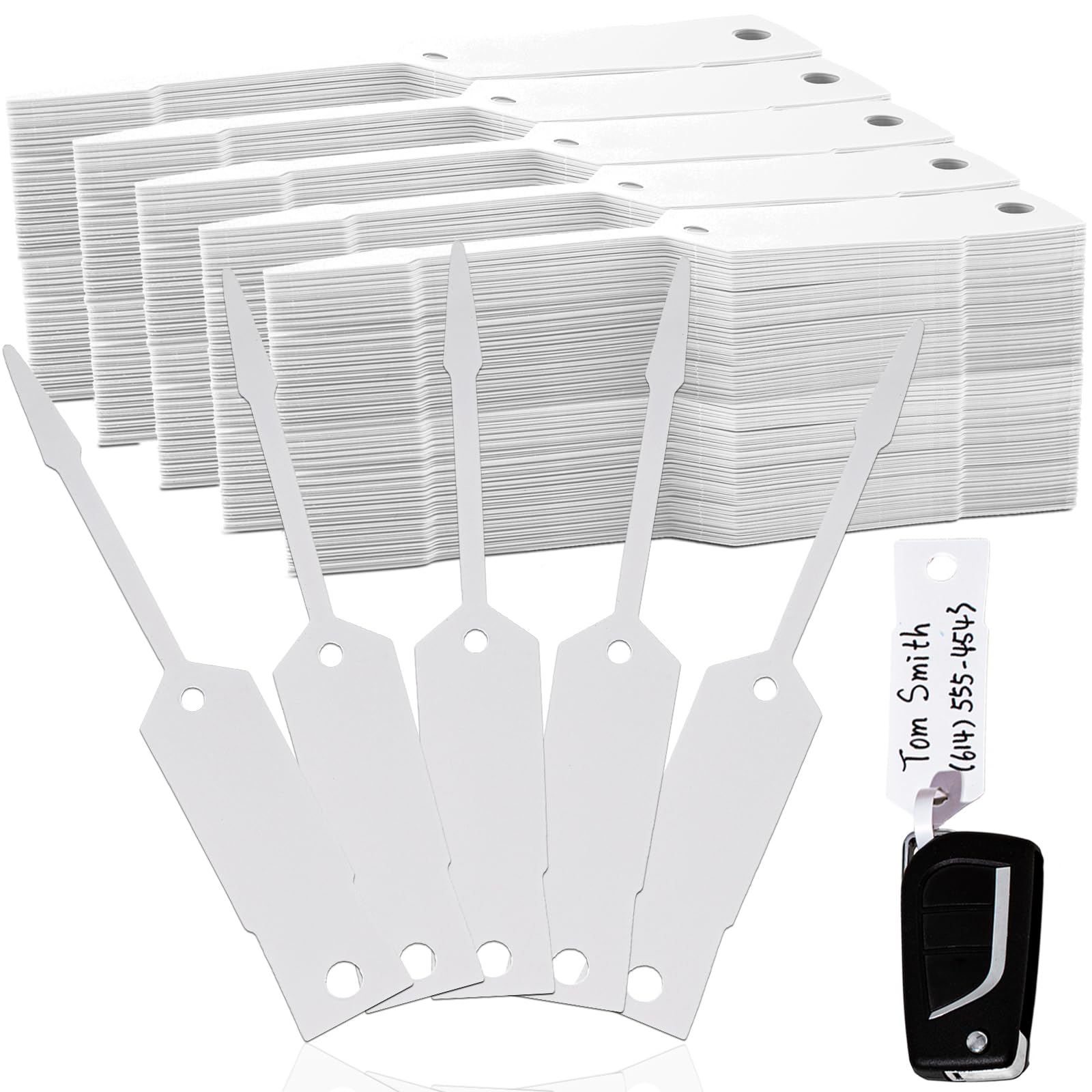 Lewtemi 1000 targhette identificative con freccia autobloccante, 10,2 x 3/4", etichette per riparazione auto, ufficio, parcheggiatore automobilistico, piccole imprese, forniture per negozi (bianco)