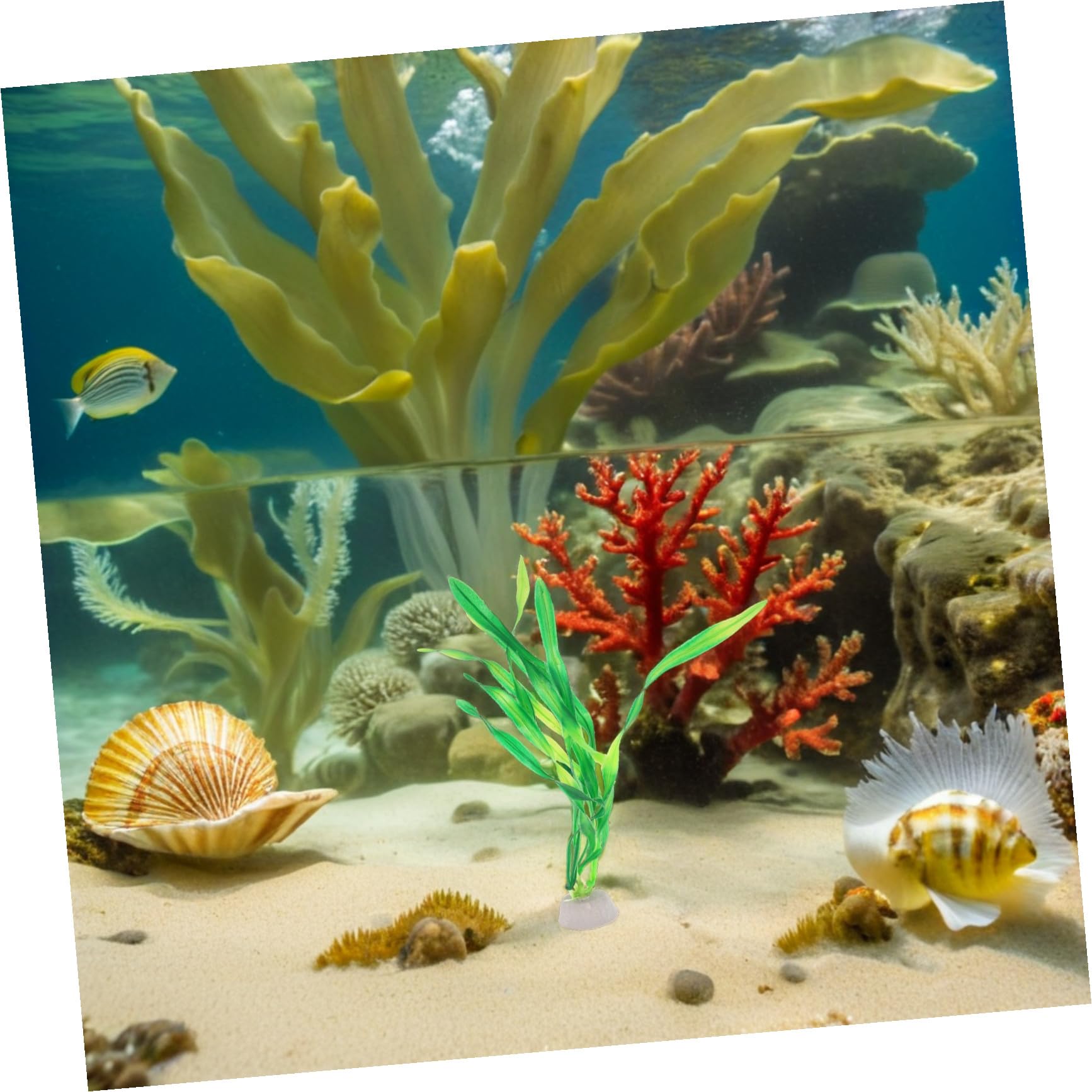 30 Piezas Plantas de Acuario Artificiales Verdes de 20 CM, 30 Piezas Base Pesada, Decoración Paisajística para Peceras y Acuarios, Accesorio Decorativo de Plástico para Mascotas