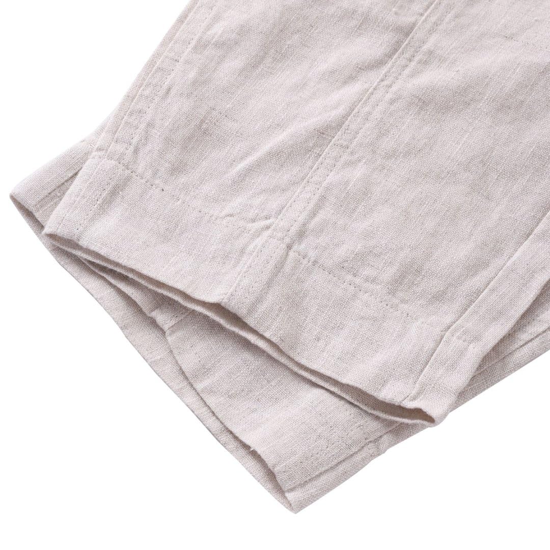 Amazhiyu Pantaloni da donna in puro lino estivo con elastico in vita con coulisse