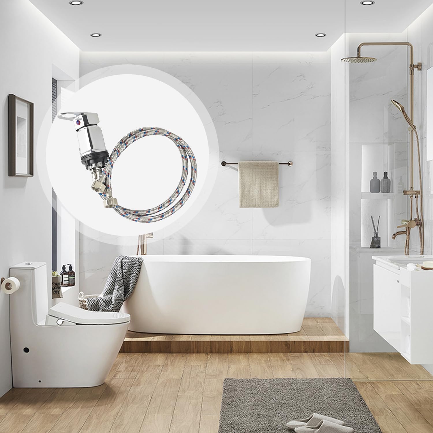 Poignée Unique Robinet Douche pour Lit de Shampoing, Mitigeur Douche en Alliage de Cuivre de 1/2 Pouces, Mitigeur Chaud-Froid Robinet de Douche pour EVier, Bol De Shampoing, Camping-Car (Argent)