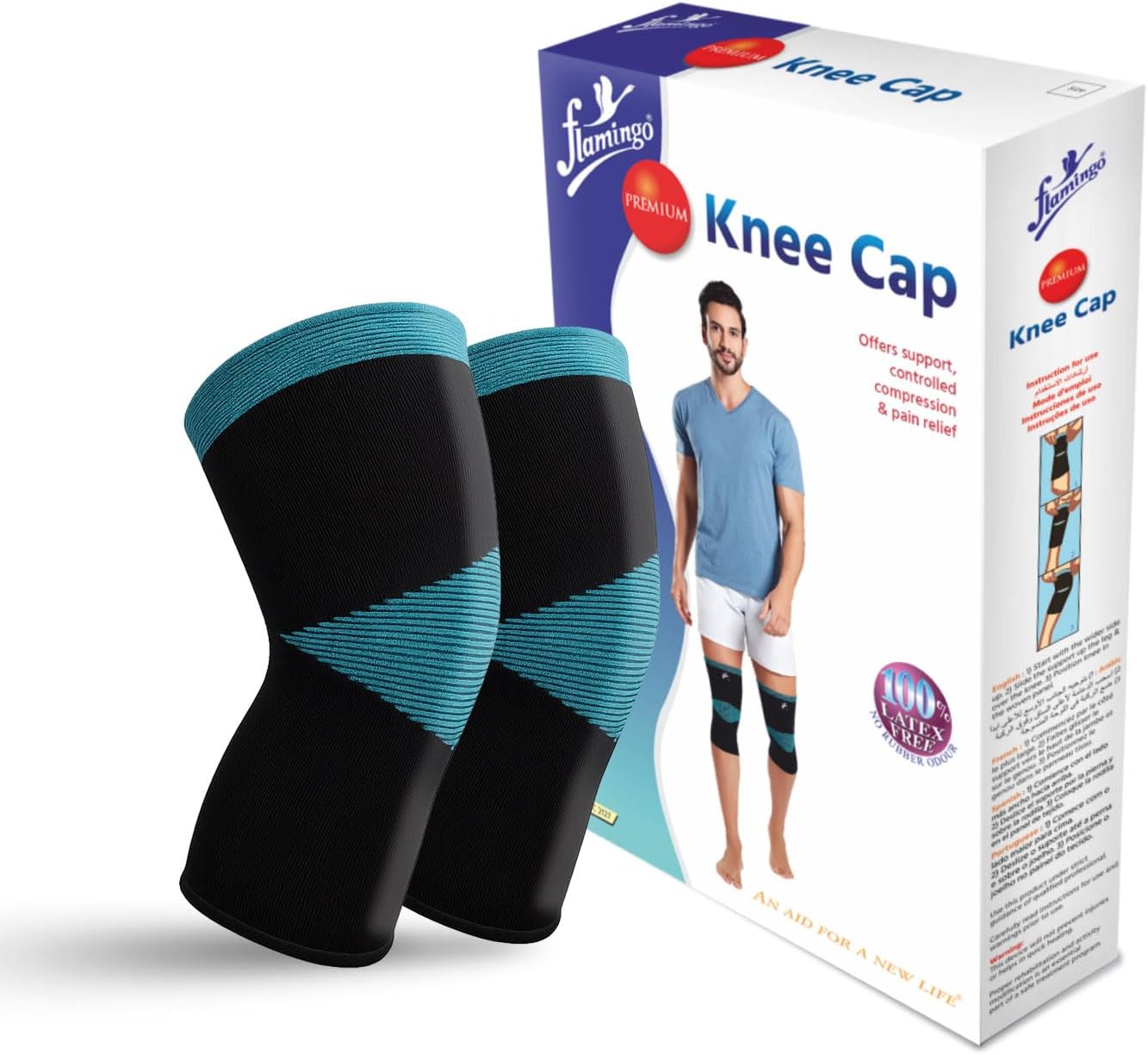 Premium Knee Cap (Pair) | Knee Support Cap for Gym, Sports, Joint Pain Relief, Exercise, Running, Cycling, Workout, Arthritis | Knee Cap for Men and Women | Color-Blue | Size-Large |
