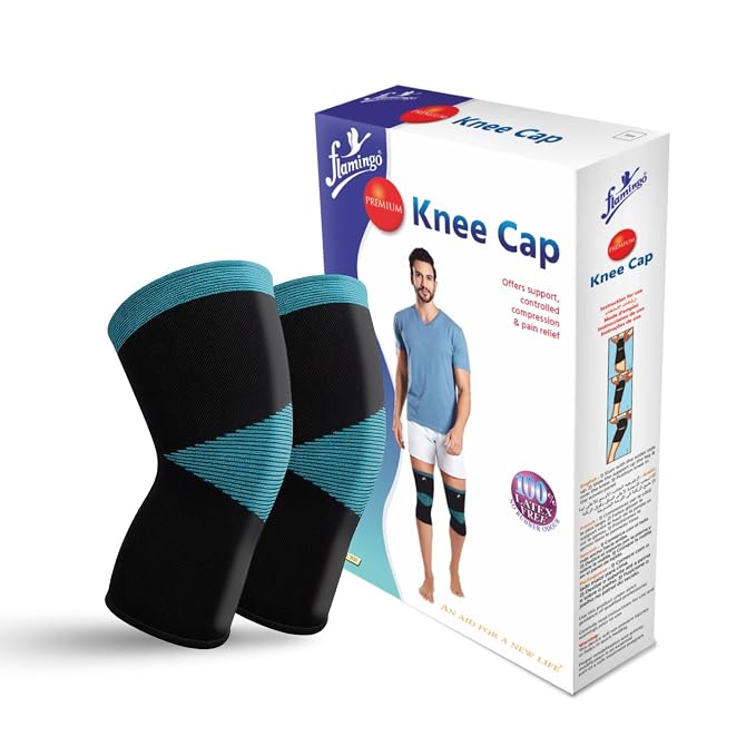 Flamingo Premium Knee Cap | Knee Support Cap for Gym, Sports, Joint Pain Relief, Exercise, Running, Cycling, Workout, Arthritis | Knee Cap for Men and Women | Size - Small | 1 Pair |