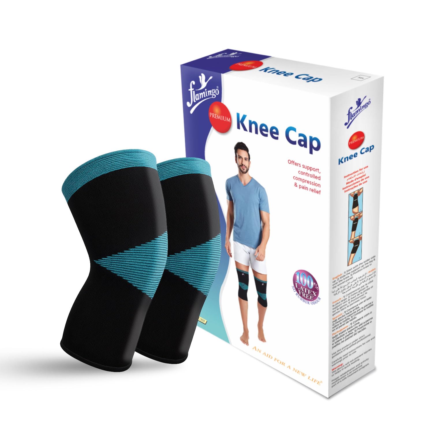 Flamingo Premium Knee Cap | Knee Support Cap for Gym, Sports, Joint Pain Relief, Exercise, Running, Cycling, Workout, Arthritis | Knee Cap for Men and Women | Size - XL | 1 PAIR |